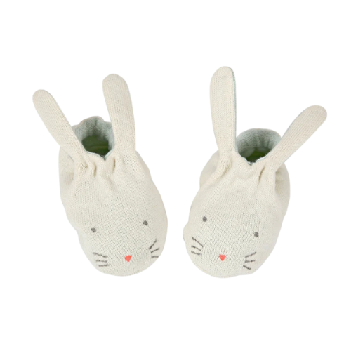 Mint Bunny Baby Booties